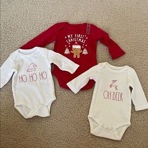 Festive Holiday Baby Onesie Set - Red and White